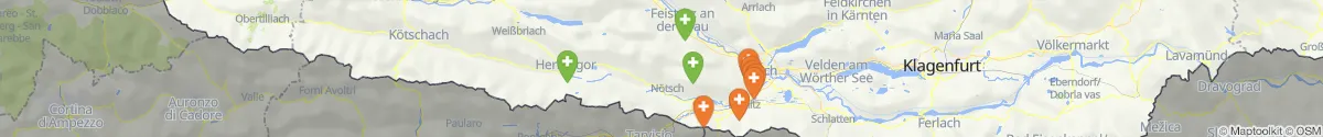 Kartenansicht für Apotheken-Notdienste in der Nähe von Feistritz an der Gail (Villach (Land), Kärnten)